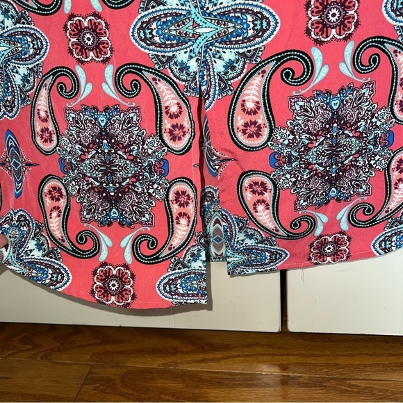 Verse Multicolor Coral Paisley Sleeveless Blouse Size Large Made in the U.S. - Picture 10 of 14